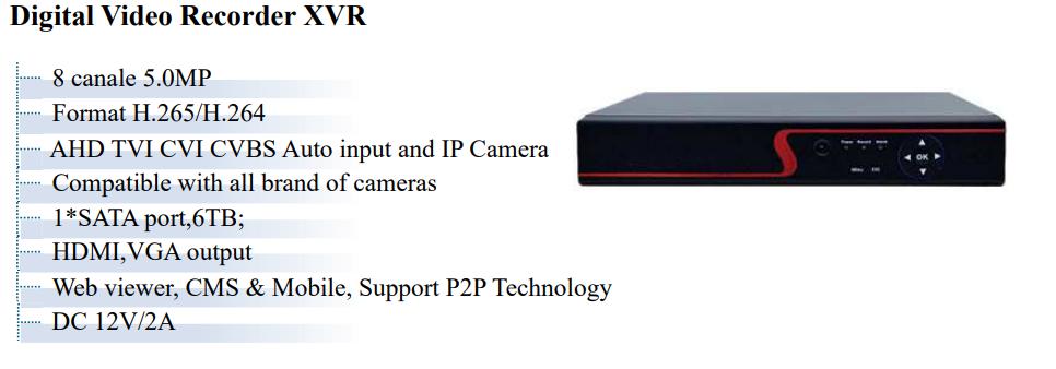 DVR 8 canale 5MP